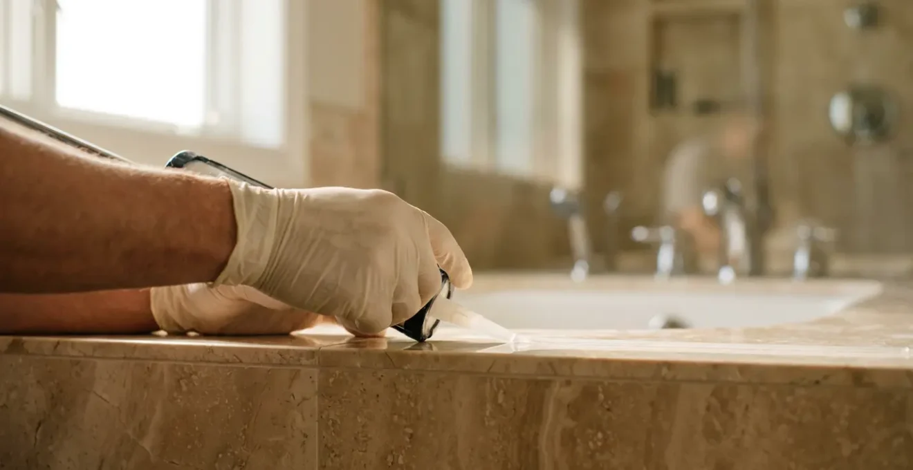 Application de silicone neutre sur une surface en pierre naturelle