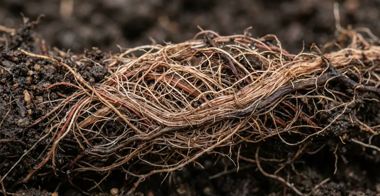 Coupe transversale montrant l'entrelacement racinaire de plantes de bordure résistantes