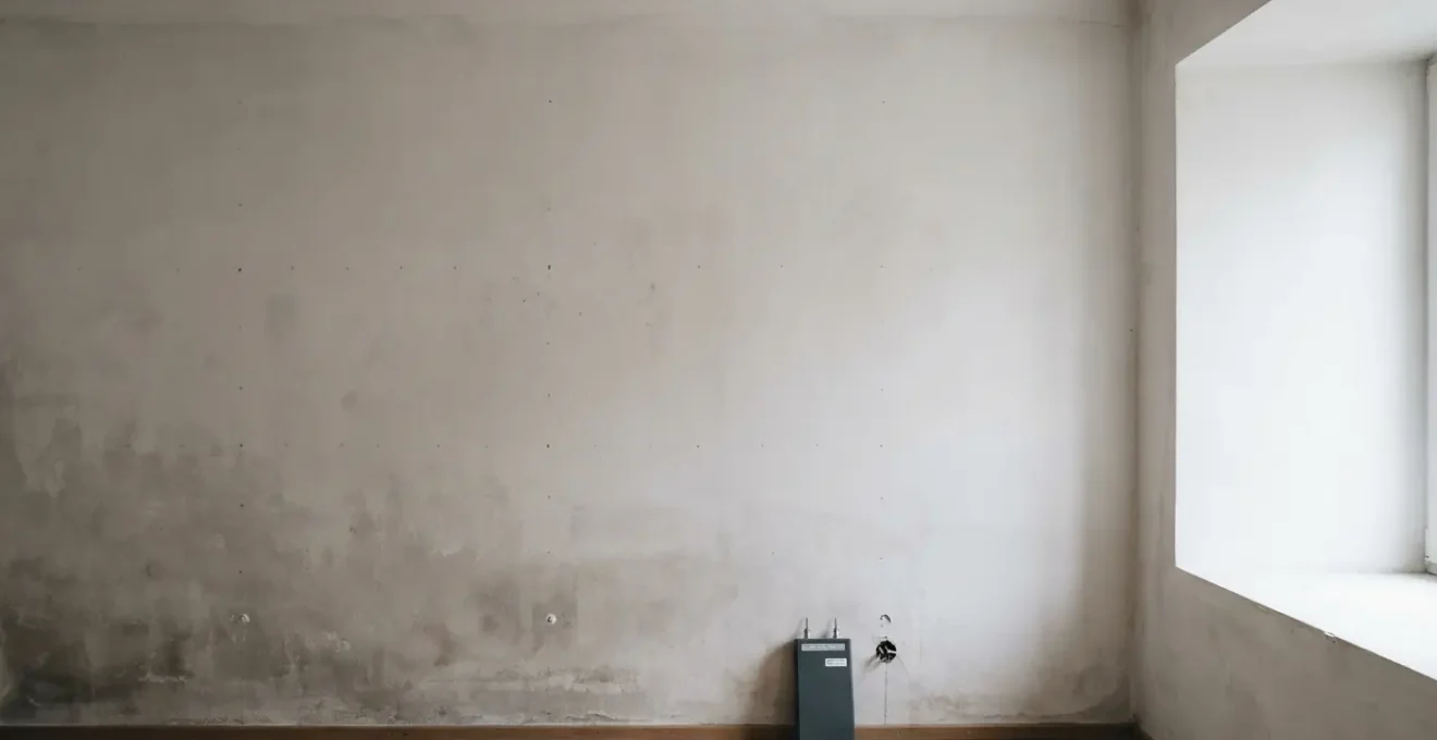 Cartographie de l'humidité sur un mur avec testeur électronique montrant différentes zones