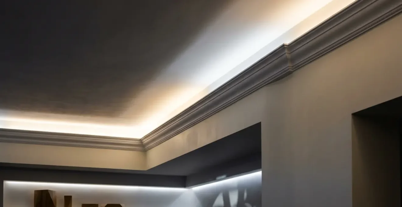 Installation d'éclairage LED intégré dans l'architecture avec corniche lumineuse