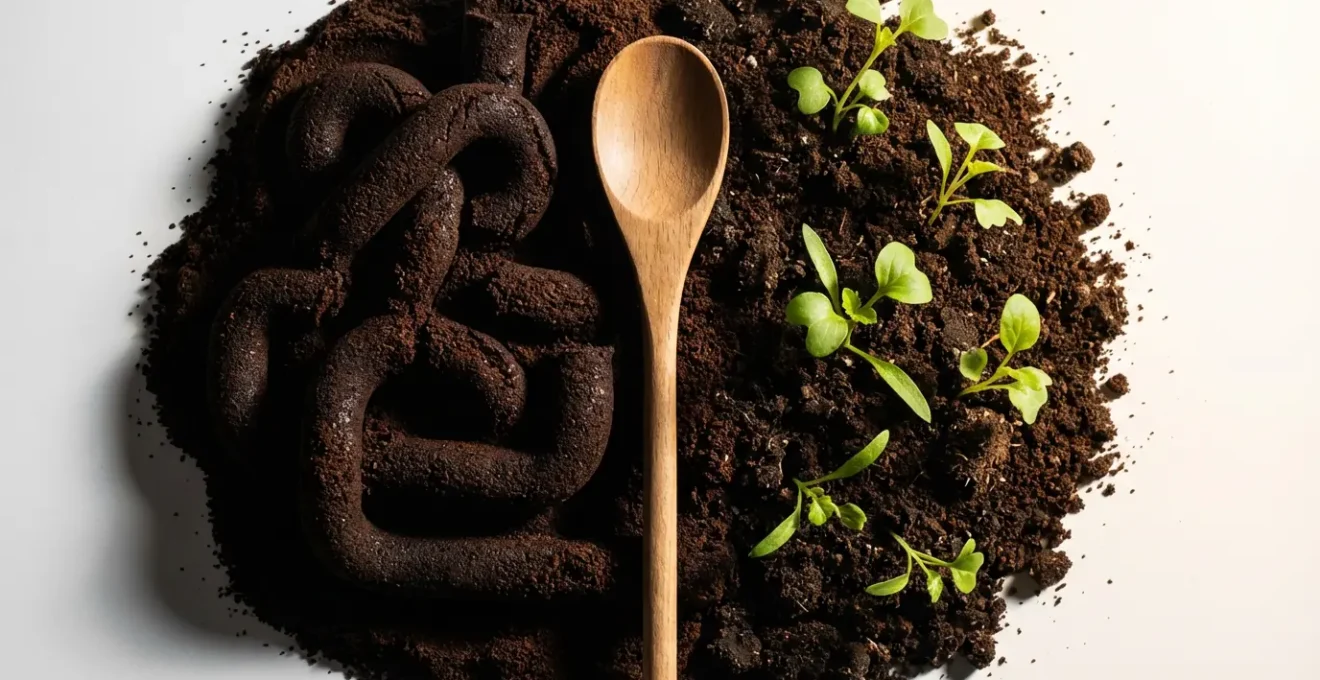 Marc de café utilisé comme compost pour des plantes vertes, illustrant une alternative écologique à son rejet dans l'évier.